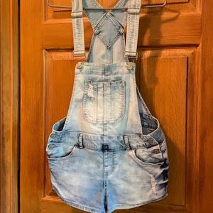 Denim white washed overalls